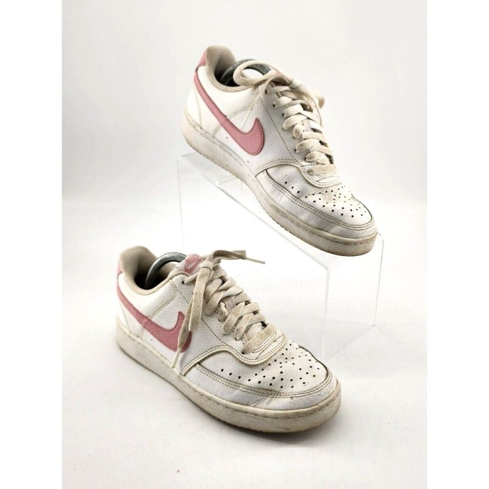 Nike Womens Court Vision Low Athletic Sneaker Shoes White/Pink CD5434-110 Sz 7.5